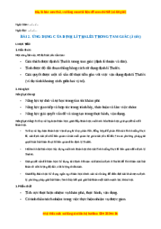 Giáo án Ứng dụng của định lí Thalès trong tam giác Toán 8 Cánh diều