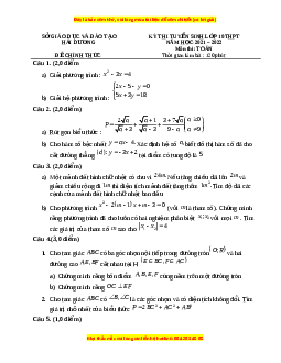 Đề thi vào 10 môn Toán tỉnh Hải Dương năm 2022