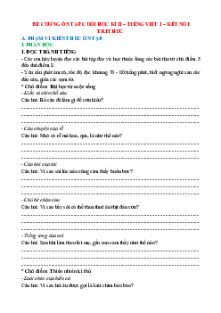 Đề cương ôn tập Cuối kì 2 Tiếng Việt lớp 1 Kết nối tri thức