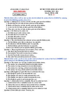 Đề thi vào 10 Tiếng Anh Tỉnh Thừa Thiên Huế năm 2023-2024