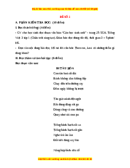 Đề thi cuối kì 1 Tiếng Việt lớp 3 Chân trời sáng tạo - Đề 2