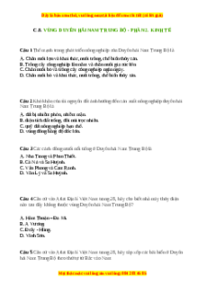 Trắc nghiệm Bài 26 Địa lí 9: Vùng duyên hải Nam Trung Bộ (tiếp theo)