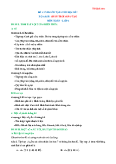 Đề cương ôn tập Cuối kì 1 Toán 6 Chân trời sáng tạo Cấu trúc mới