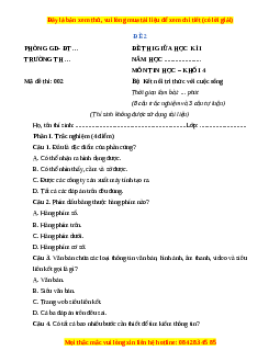 Đề thi giữa kì 1 Tin học lớp 4 Kết nối tri thức - Đề 2