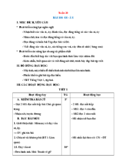 Giáo án Tuần 20 Tiếng việt lớp 1 Cánh diều