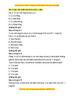 Trắc nghiệm Lịch sử 7 Bài 13 Kết nối tri thức: Đại Việt thời Trần (1226 - 1400)