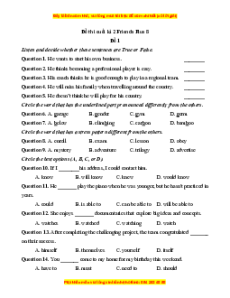 Đề thi cuối kì 2 Tiếng Anh 8 Friends Plus (Đề 1 kèm file nghe)