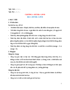 Giáo án NLS Hóa học 12 Kết nối tri thức Bài 1: Ester - Lipid