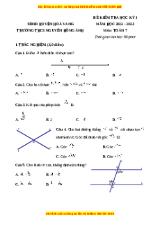 Đề thi cuối kì 1 Toán 7 Kết nối tri thức trường THCS Nguyễn Hồng Ánh - Hòa Vang