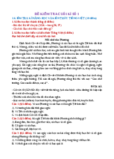 Bộ 10 Đề thi Cuối kì 1 Tiếng Việt lớp 2 Cánh diều có đáp án