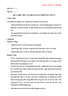Giáo án Biểu thức toạ độ của các phép toán vectơ Toán 12 Cánh diều