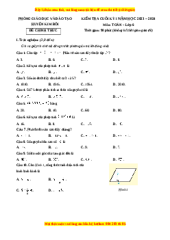 Đề thi cuối kì 1 Toán 6 Kết nối tri thức Phòng GD&ĐT Kim Bôi - Hòa Bình