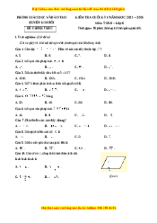 Đề thi cuối kì 1 Toán 6 Kết nối tri thức Phòng GD&ĐT Kim Bôi - Hòa Bình