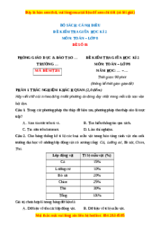 Đề thi giữa kì 2 Toán 8 Cánh diều (Đề 6)
