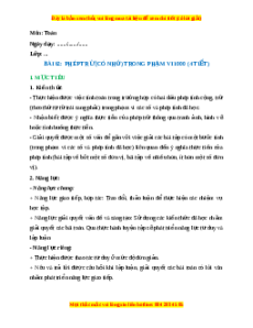 Giáo án Phép cộng (không nhớ) trong phạm vi 1000  Toán lớp 2 Kết nối tri thức