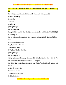 Trắc nghiệm Lịch sử 7 Bài 2 Kết nối tri thức: Các cuộc phát kiến địa lí và sự hình thành quan hệ sản xuất tư bản chủ nghĩa ở Tây Âu