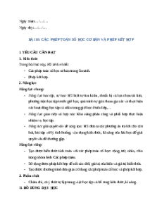 Giáo án Chủ đề F Bài 10 Tin học lớp 5 Cánh diều: Các phép toán số học cơ bản và phép kết hợp