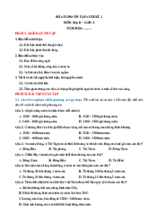 Đề cương ôn tập Cuối kì 1 Địa lí 8 Chân trời sáng tạo