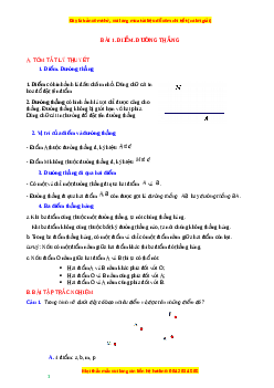Chuyên đề Điểm. Đường thẳng Toán 6 Cánh diều