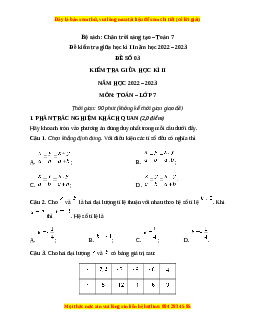 Đề thi giữa học kì 2 Toán 7 Chân trời sáng tạo có đáp án (Đề 3)