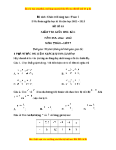 Đề thi giữa học kì 2 Toán 7 Chân trời sáng tạo có đáp án (Đề 3)