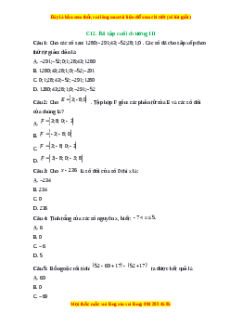 Trắc nghiệm Tổng hợp Chương 3 Toán 6 Kết nối tri thức