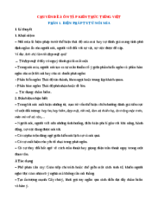 Chuyên đề ôn tập kiến thức tiếng việt (Ôn thi Tốt nghiệp Ngữ văn 2025)