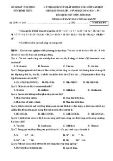 Đề thi thử tốt nghiệp THPT Hóa học Sở Vĩnh Phúc năm 2025