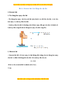 Lý thuyết Vật lý 10 Kết nối tri thức Bài 21: Moment lực. Cân bằng của vật rắn