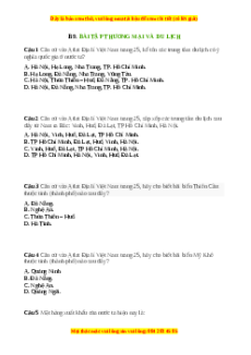 Trắc nghiệm Bài 15 Địa lí 9: Thương mại và du lịch