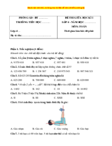 Đề thi giữa kì 1 Toán lớp 4 Cánh diều (đề 6)