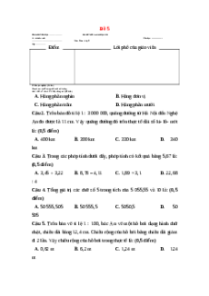 Đề thi Cuối kì 1 Toán lớp 5 Chân trời sáng tạo (Đề 5)