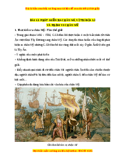Lý thuyết Địa lý 7 Chân trời sáng tạo Bài 13: Phát kiến ra châu Mỹ, vị trí địa lí và phạm vi châu Mỹ