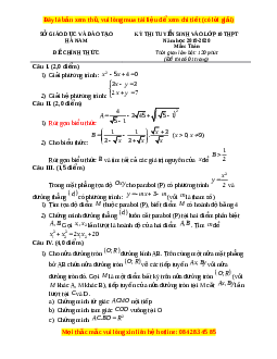 Đề thi vào 10 môn Toán tỉnh Hà Nam năm 2020