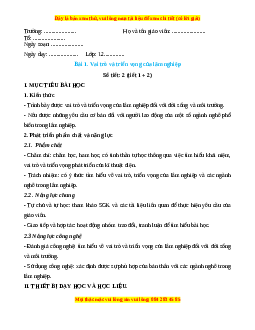 Giáo án Bài 1: Vai trò và triển vọng của lâm nghiệp Công nghệ 12 Cánh diều