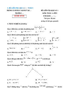 Đề thi Cuối kì 1 Toán 9 Chân trời sáng tạo 2024 (Đề 1)