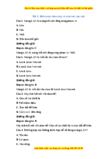 Trắc nghiệm Tin học 10 Chủ đề B Bài 2: Điện toán đám mây và internet vạn vật Tin học 10 Cánh diều