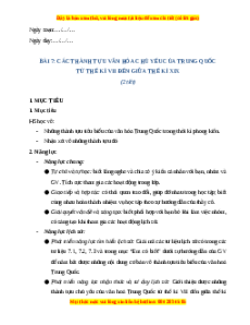 Giáo án Bài 7 Lịch sử 7 Chân trời sáng tạo: Các thành tựu văn hóa chủ yếu của Trung Quốc từ thế kỉ XII đến giữa thế kỉ XIX (phiên bản 2)