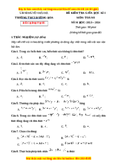 Đề thi giữa kì 1 Toán 8 Cánh diều trường THCS Đường Hoa - Quảng Ninh