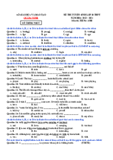 Đề thi vào 10 Tiếng Anh Tỉnh Quảng Ninh năm 2023-2024