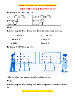 VBT Toán lớp 3 Bài 34 (Cánh diều): Phép chia hết. Phép chia có dư