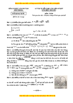 Đề thi vào 10 Toán Tỉnh Sóc Trăng năm 2023-2024