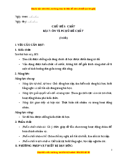 Giáo án Bài 7 Khoa học lớp 4 (Kết nối tri thức): Ôn tập chủ đề chất