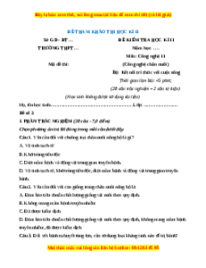 Đề thi Công nghệ 11 cuối kì 2 Kết nối tri thức (Chăn nuôi) - Đề 2