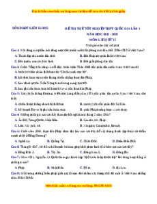 Đề thi thử Lịch sử Sở Kiên Giang lần 1 năm 2023