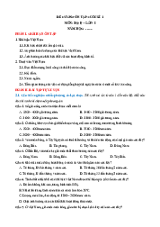 Đề cương ôn tập Cuối kì 1 Địa lí 8 Cánh diều