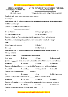 Đề Tốt nghiệp Tiếng Anh 2024 theo đề tham khảo (Đề 6)