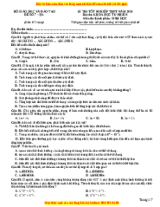 Đề Tốt nghiệp Sinh học 2024 theo đề tham khảo (Đề 7)