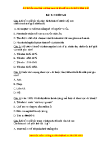 Trắc nghiệm Bài 8: Nước Mĩ Lịch sử 12