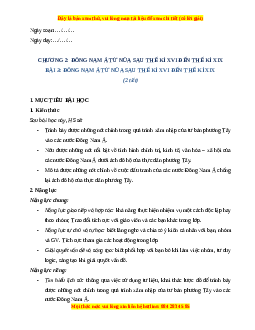 Giáo án Bài 3 Lịch sử 8 Cánh diều (2024): Đông Nam Á từ nửa sau thế kỉ XVI đến thế kỉ XIX